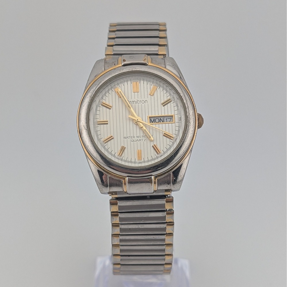 Armitron Wristwatch Men OS Silver Gold Two Tone Day Date 20/1496-1501 2105(3)